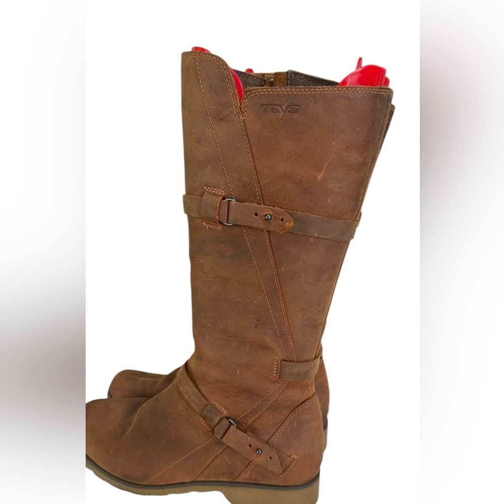 Teva De La Vina tall boots in brown waterproof leather Size 6.5 - Picture 5 of 10